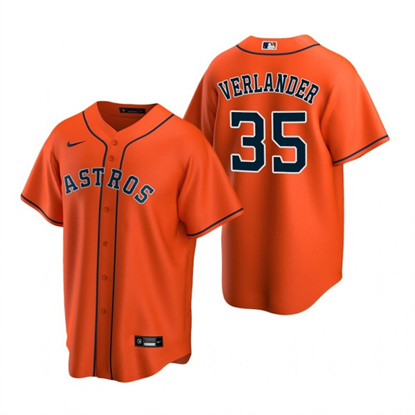 Men's Houston Astros #35 Justin Verlander Orange Cool Base Stitched Jersey